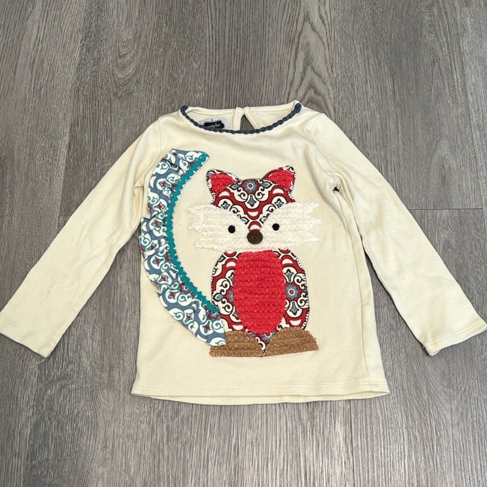 Girl's Fox Mixed Media Fall Mud Pie Long Sleeve Casual TShirt Size 5T